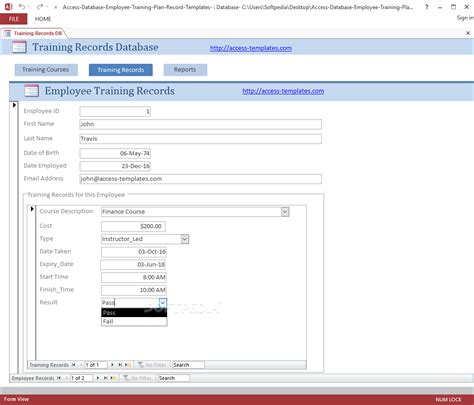 Download Employee Training Plan And Record Access Database