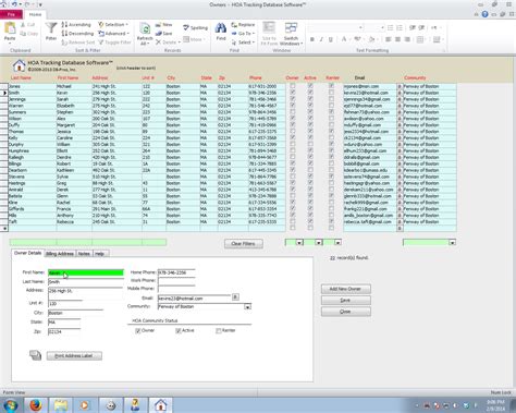 HOA Property Management Database Software System For