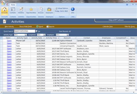 Access Template Screenshots CRM Template Screenshots