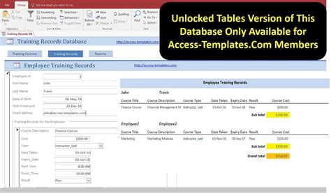 Access Database Employee Training Plan And Record