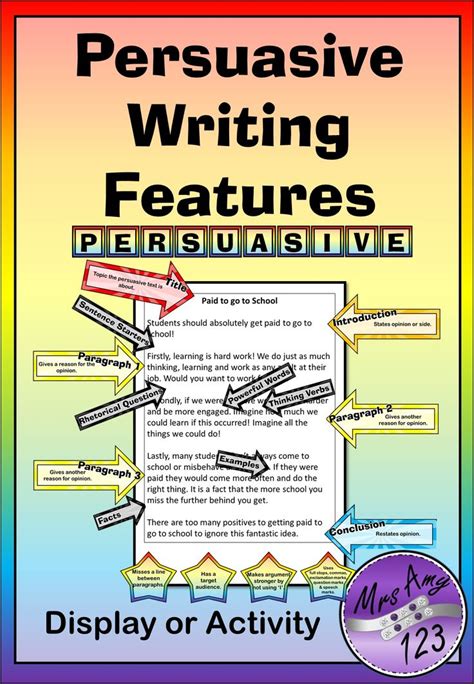 Persuasive Writing Features Display Or Activity
