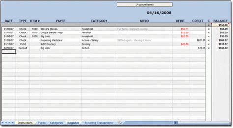 Excel Checkbook Register Templates Excel Templates