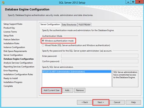 BTS SQL Database Engine Configuration Png