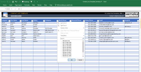 Excel Contact List Template Contact Database Template