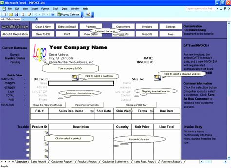 Excel Invoice Template With Database Excel Templates