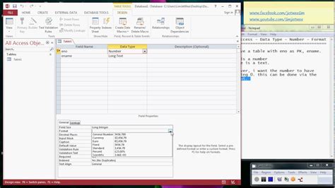 Ms Access Data Type Number Format YouTube