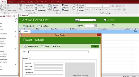 Microsoft Access Event List Management Templates Database