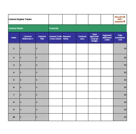 Contract Tracking Template Free Word Excel PDF