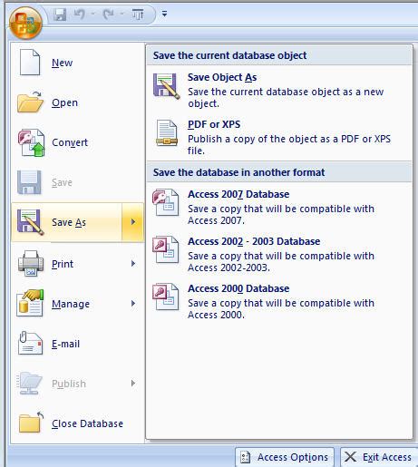 Microsoft Access Creating A Database Of MDB Extension