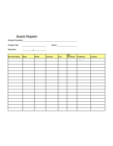 Fixed Asset Register Templates In PDF DOC XLS