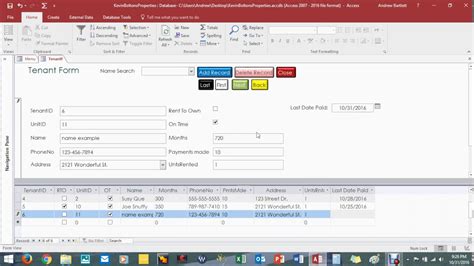 MS Access Rental Property Example YouTube