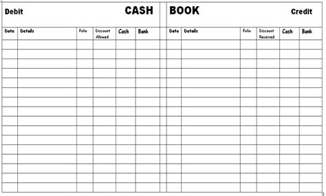 Cash Book Format Template MyFolio