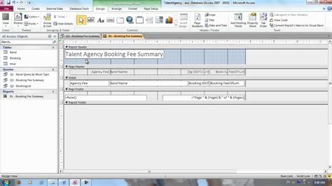 Session MS ACCESS Creating The Booking Fee Summary