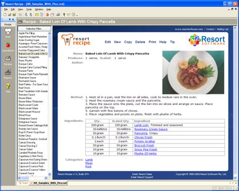 Resort Software Resort Recipe Product Description