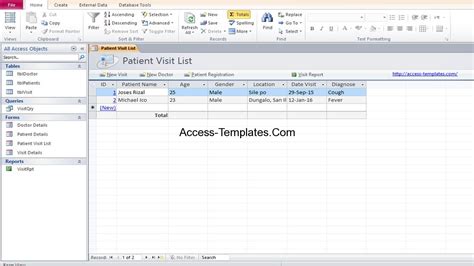 Microsoft Access Hospital Medical Database Templates
