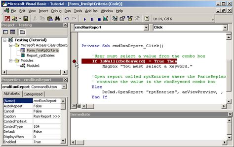 MS Access Set Breakpoint In VBA