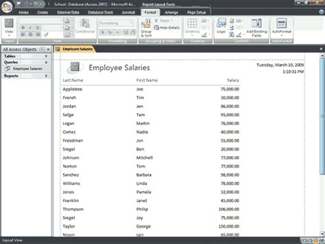 Creating Microsoft Access Reports
