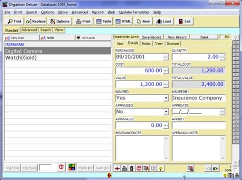 Free Home Inventory Detailed Database Template For