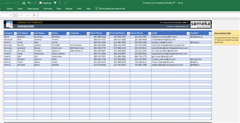 Excel Contact List Template Contact Database Template