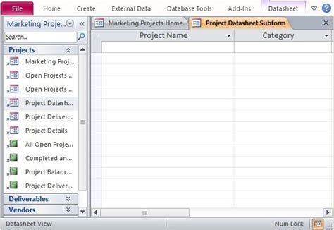 Desktop Marketing Project Management Database Template For