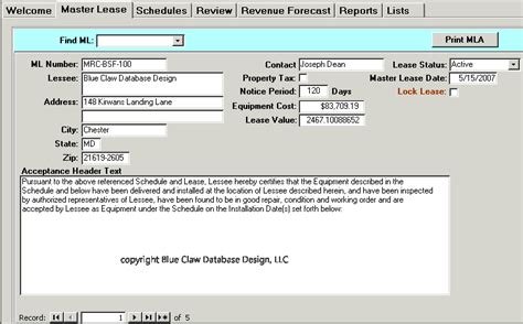 Microsoft Access Contract Management Database Template