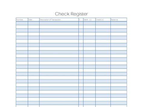 Free Blank Business Checkbook Register Template Excel
