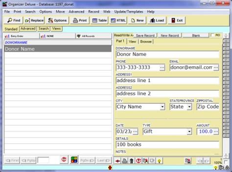 Free Donation Manager Simple Database Template For