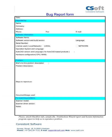 Bug Report Templates PDF DOC XLS Free Premium