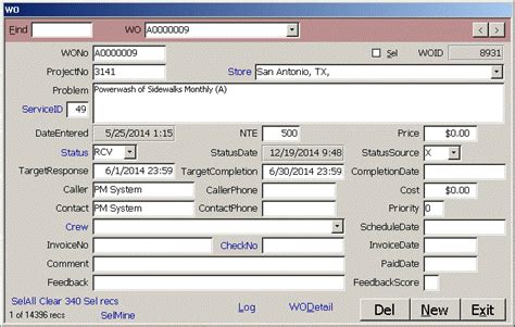 Microsoft Access Store Maintenance Database Work Order Form