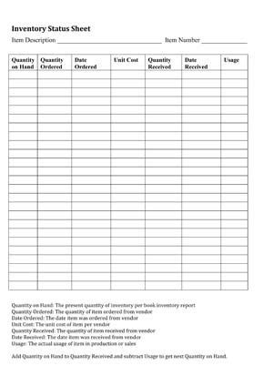 Sample Inventory Report Small Business Free Forms