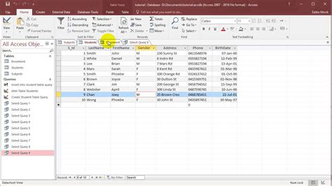 SQL With Microsoft Access Lesson Joining Tables