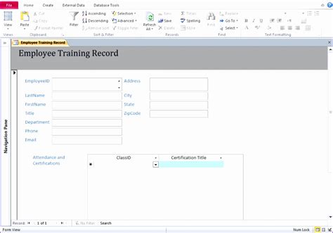 Training Database Template Excel Excel Templates