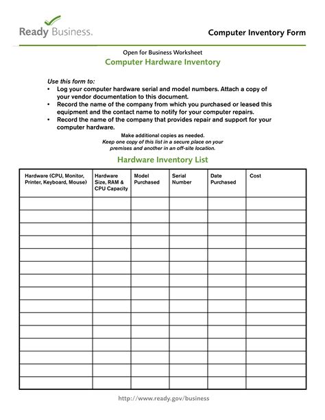 Computer Hardware Inventory Form Templates At