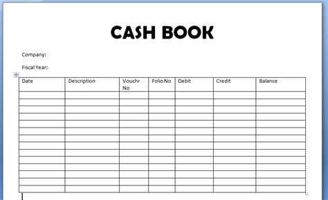 Cash Book Format And Example Of Cash Flow Report