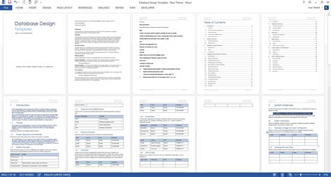 Database Design Document MS Word Template MS Excel Data
