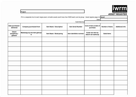 Fixed Asset Register Excel Template Excel Templates