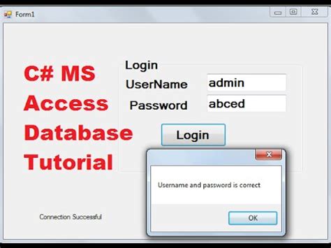 C MS Access Database Tutorial Create Login Form With