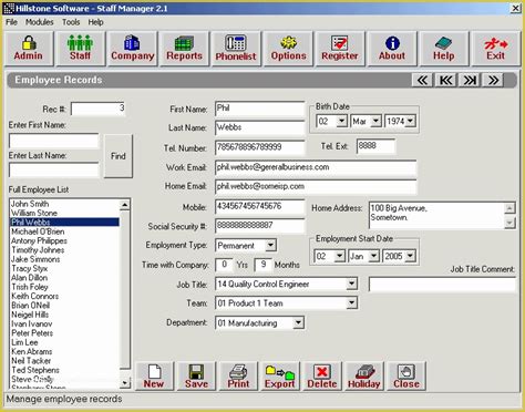Free Human Resources Access Database Template