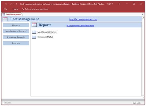 Download Fleet Management System Access Database Templates