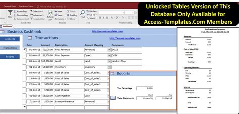 Access Database Small Business Accounting Cashbook