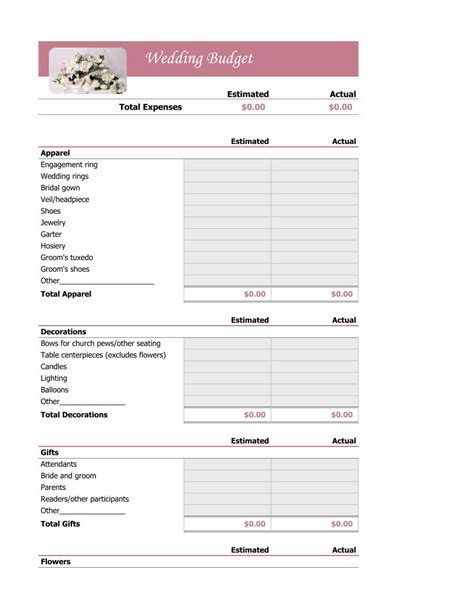 Wedding Planner Budget PDF Google Sheet EXCEL Format