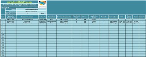 Download Recruitment Tracker Apple Numbers Template