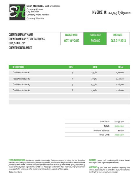 Www Evan Herman Free PSD Invoice Template