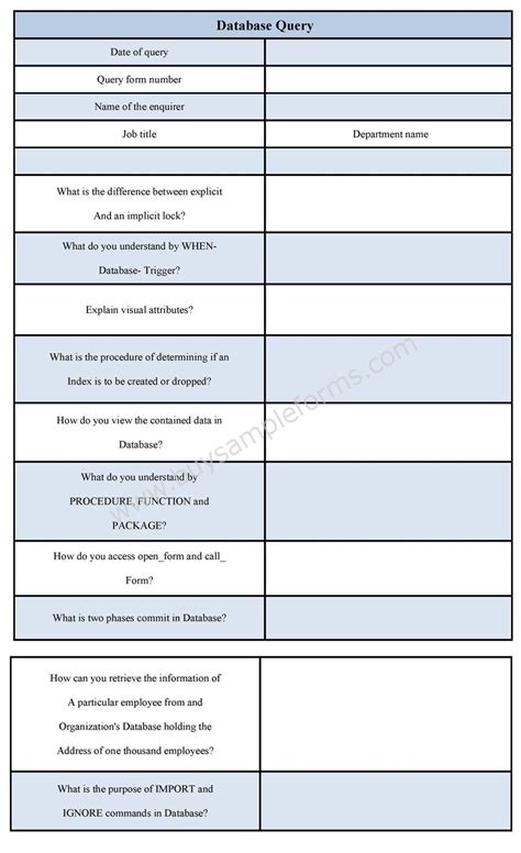 Database Query Form Job Title