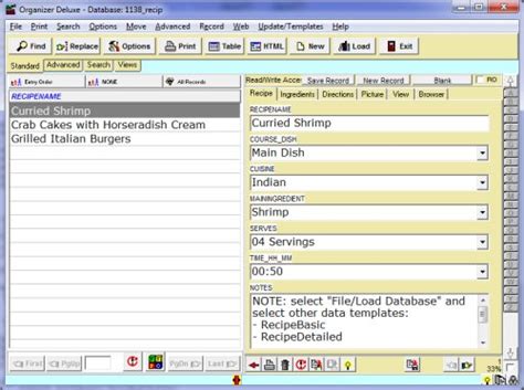 Free Recipe Organizer Database Template For Organizer