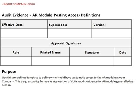 Accounts Receivable Access Definitions Accounting Templates