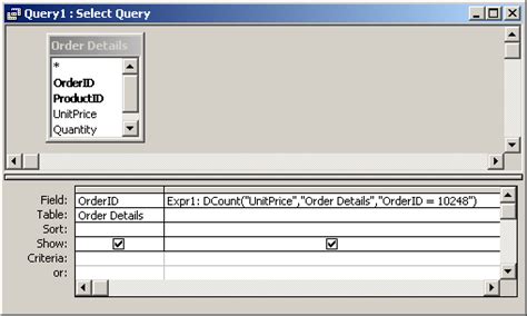 MS Access DCount Function