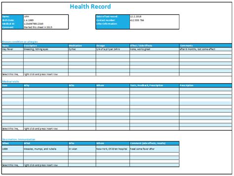 Excel Health Record Tracking Log Template By ExcelMadeEasy
