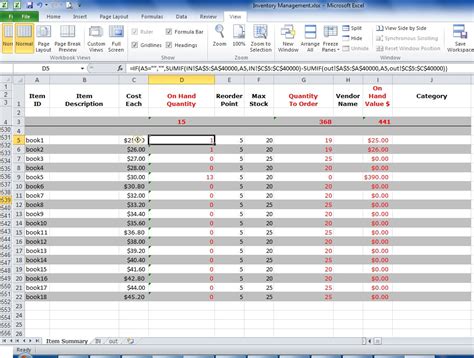 Small Inventory Management System In Excel Excel