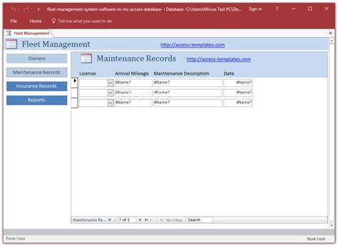 Download Fleet Management System Access Database Templates